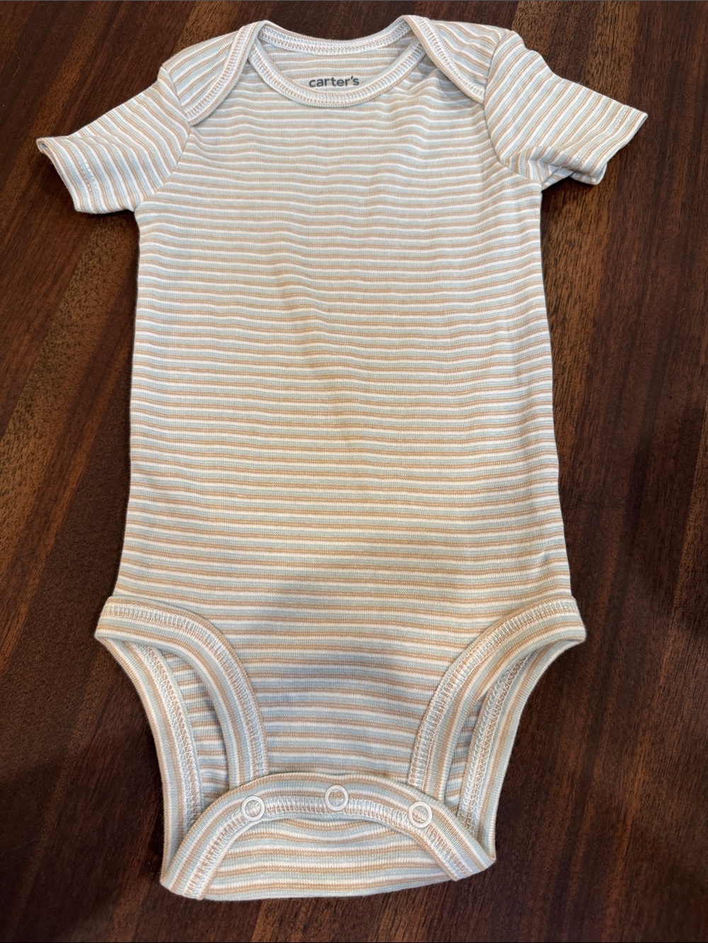 Carter's Cream & Tan Striped Short-Sleeve Bodysuit